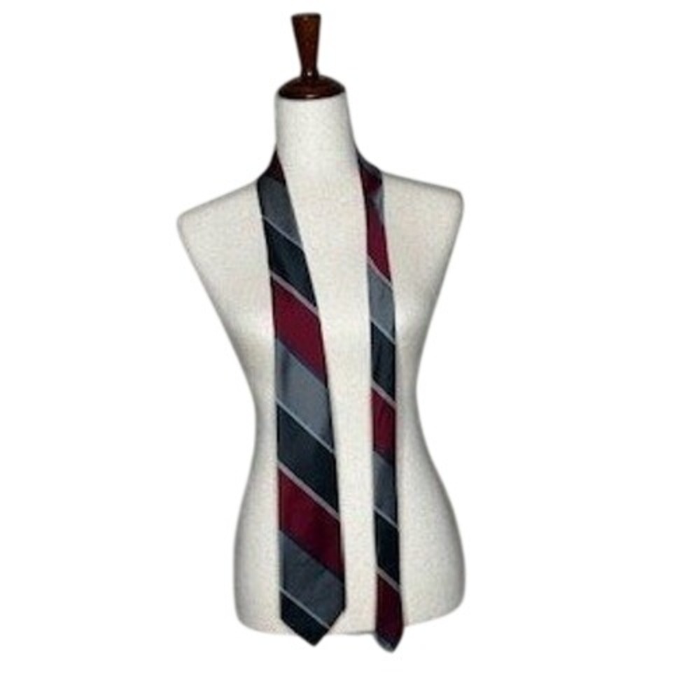Givenchy Monsieur Silk Tie Red Gray Blue‎ Stripe Designer Necktie